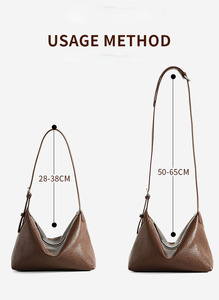 Sac Hobo Femme en Cuir Véritable Personnalisé Classique Bandoulière Fermeture Éclair Étanche Mode Bonbons Chaînes Simples - Product Image 5