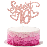 1 pièce Décoration de gâteau d'anniversaire écologique en forme de cœur, noir pailleté, thème jeu Level 5 débloqué - Pour la célébration du 5ème anniversaire - Adorable