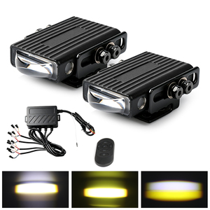Faro Fendinebbia LED Bicolore per Griglia, Luce Alta e Bassa Hyper Slim 3 Pollici 12V 24V, Lampada Spot Fuoristrada per <span class=keywords><strong>4x4</strong></span> SUV Pickup IP68 - Product Image 1