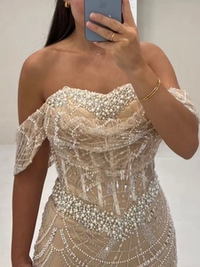 <span class=keywords><strong>Vestidos</strong></span> <span class=keywords><strong>de</strong></span> <span class=keywords><strong>Fiesta</strong></span> con Cuentas Brillantes 2026, Vestido <span class=keywords><strong>de</strong></span> Noche Formal <span class=keywords><strong>de</strong></span> Lujo Estilo Sirena Color Nude Aso Ebi para Cumpleaños, Bodas y Ocasiones Especiales - Product Image 3