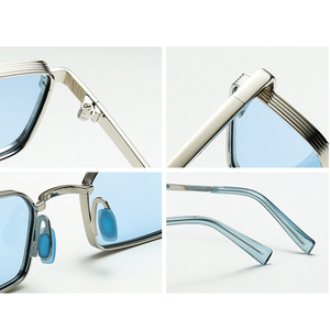 แว่นตาผู้ชายสุดหรูคุณภาพสูง แว่นกันแดดโลหะ 2026 แว่นกันแดดกรอบสีเงินทรงเหลี่ยม สั่งทำโลโก้ได้ - Product Image 5