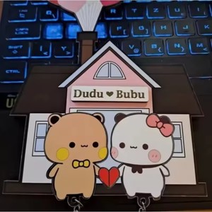 Nouveau <span class=keywords><strong>porte</strong></span>-clés mural en acrylique Panda Bubu et Dudu, breloque de sac à dos de dessin animé, pendentif <span class=keywords><strong>porte</strong></span>-clés, accessoire, cadeaux pour couple - Product Image 6