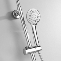 Ensemble de douche thermostatique rond mural chromé pour salle de bain avec douchette à main, finition chromée