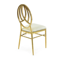 Élégantes Chaises Phoenix Chivari Rembourrées Plaqué Or et Blanc Galvanisé pour Dîner, Hôtel, Mariage et Événements