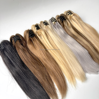 Extensions de queue de cheval droites à pince en cheveux naturels, double épaisseur, couleur Balayage, personnalisées en usine, pour femmes, faciles à poser