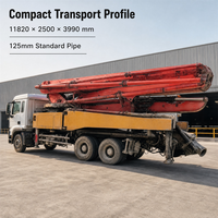 Pompe à béton sur camion de 46 m avec flèche RZ à 5 sections, productivité de 170 m³/h, et étais de type X pour la construction urbaine en immeubles de grande hauteur