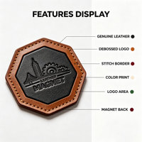 Aimant de réfrigérateur en cuir véritable en gros, logo personnalisé OEM en relief, autocollant de réfrigérateur, cadeau souvenir, décoration personnalisée