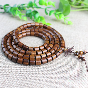 Rosario budista de 108 cuentas de palisandro negro, forma de barril, regalo unisex, joyería - Product Image 3