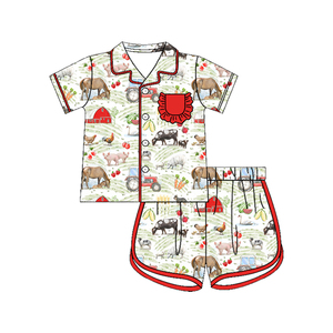 Précommande MOQ 5 – Nouveaux ensembles pyjamas d'été imprimés pour petites filles, en coton biologique doux, prix d'usine, vente en gros - Product Image 5