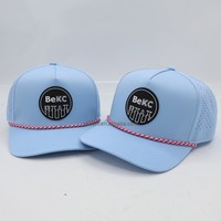 Casquette de baseball unisexe Wesport, nouvelle mode, logo personnalisé en PVC, 5 panneaux, polyester imperméable, perforations découpées au laser, pour le sport et le golf
