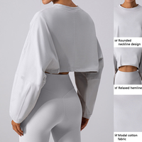 Ensemble de sport 2 pièces pour femme : Crop top respirant à manches longues et leggings de yoga pour la gym et l'entraînement