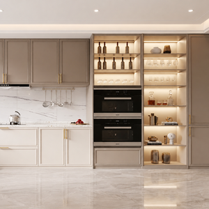 Gabinetes <span class=keywords><strong>de</strong></span> <span class=keywords><strong>Cocina</strong></span> <span class=keywords><strong>Modernos</strong></span> Personalizados <span class=keywords><strong>de</strong></span> Lujo, Estilo Shaker, Laminados <span class=keywords><strong>de</strong></span> Resina Ecológica, Herrajes Dorados, <span class=keywords><strong>Electrodomésticos</strong></span> Integrados - Product Image 3