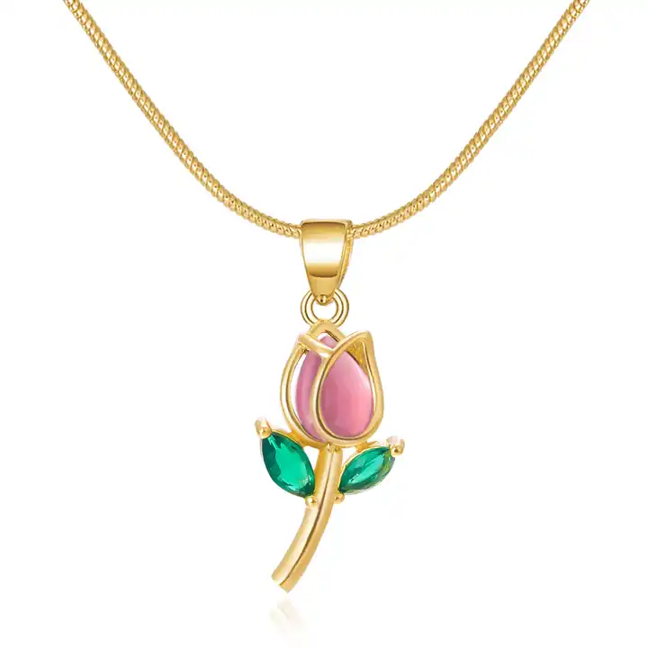 Wholesale 22K Gold Color Beautiful Flower Design Fashion Jewelry Necklaces  & Pendants for Ladys