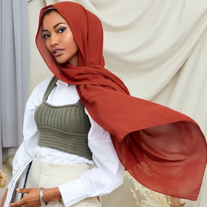 ファッショナブルな安いシマグプレーンピュアカラーシフォントゥドゥンヘッドスカーフイスラム教徒のショールスカーフ - Product Image 5