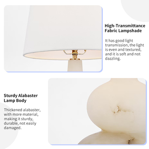 Lampe <span class=keywords><strong>de</strong></span> <span class=keywords><strong>table</strong></span> moderne en albâtre, décoration <span class=keywords><strong>de</strong></span> chambre d'hôtel <span class=keywords><strong>de</strong></span> luxe, base en pierre naturelle double gourde, abat-jour en tissu, lampe <span class=keywords><strong>de</strong></span> <span class=keywords><strong>table</strong></span> LED Ciccio <span class=keywords><strong>de</strong></span> taille moyenne - Product Image 3