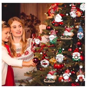 24ชิ้นของตกแต่งที่ทำจากไม้ป้ายแขวนของตกแต่งต้นคริสต์มาสของตกแต่งบ้านสำหรับงานเลี้ยงคริสต์มาสปีใหม่ - Product Image 3