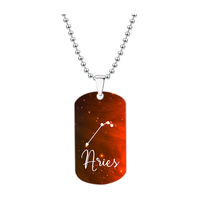 Collier du zodiaque personnalisé avec 12 signes du zodiaque et pendentif en acier inoxydable avec plaque rectangulaire
