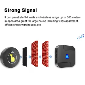 Kit bel pintu musik pintar antiair ip55 bel pintu hewan peliharaan sentuh nirkabel untuk pernak-pernik hewan peliharaan