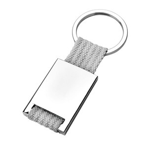 Porte-clés en cuir gris, produit sans boîte en textile - Product Image 1