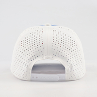 Casquette de golf de performance à visière incurvée, personnalisée, découpée au laser, perforée, imperméable, à 5 panneaux, avec broderie, style trucker, avec filet et cordon