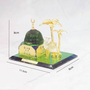 Modelo de mezquita de cristal con temática de las Noches Árabes, con camello, caballero y palmera, funciona con pilas, recuerdo para uso en interiores. - Product Image 1