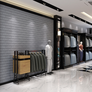 <span class=keywords><strong>Papier</strong></span> <span class=keywords><strong>peint</strong></span> en mousse 3D à <span class=keywords><strong>rayures</strong></span> <span class=keywords><strong>larges</strong></span> industrielles géométriques nordiques pour fond de TV de salon de chambre à coucher - Product Image 4