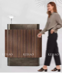 Bàn tiếp tân thiết kế hiện đại quầy lễ tân màu đen và vàng bàn trợ giúp cao cấp nhỏ salon tóc đen bàn tiếp tân công ty - Product Image 3