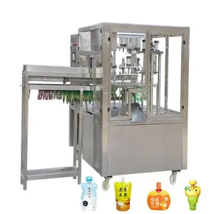 Automatic high accuracy stand up pouch with spout filling and capping machine
