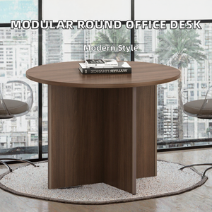 Mesa de Conferencia Moderna, Convertible, Modular, Redonda, de Paneles de Madera, para 2-6 Personas - Juego de Mesa de Café para Uso en Villas - Product Image 2