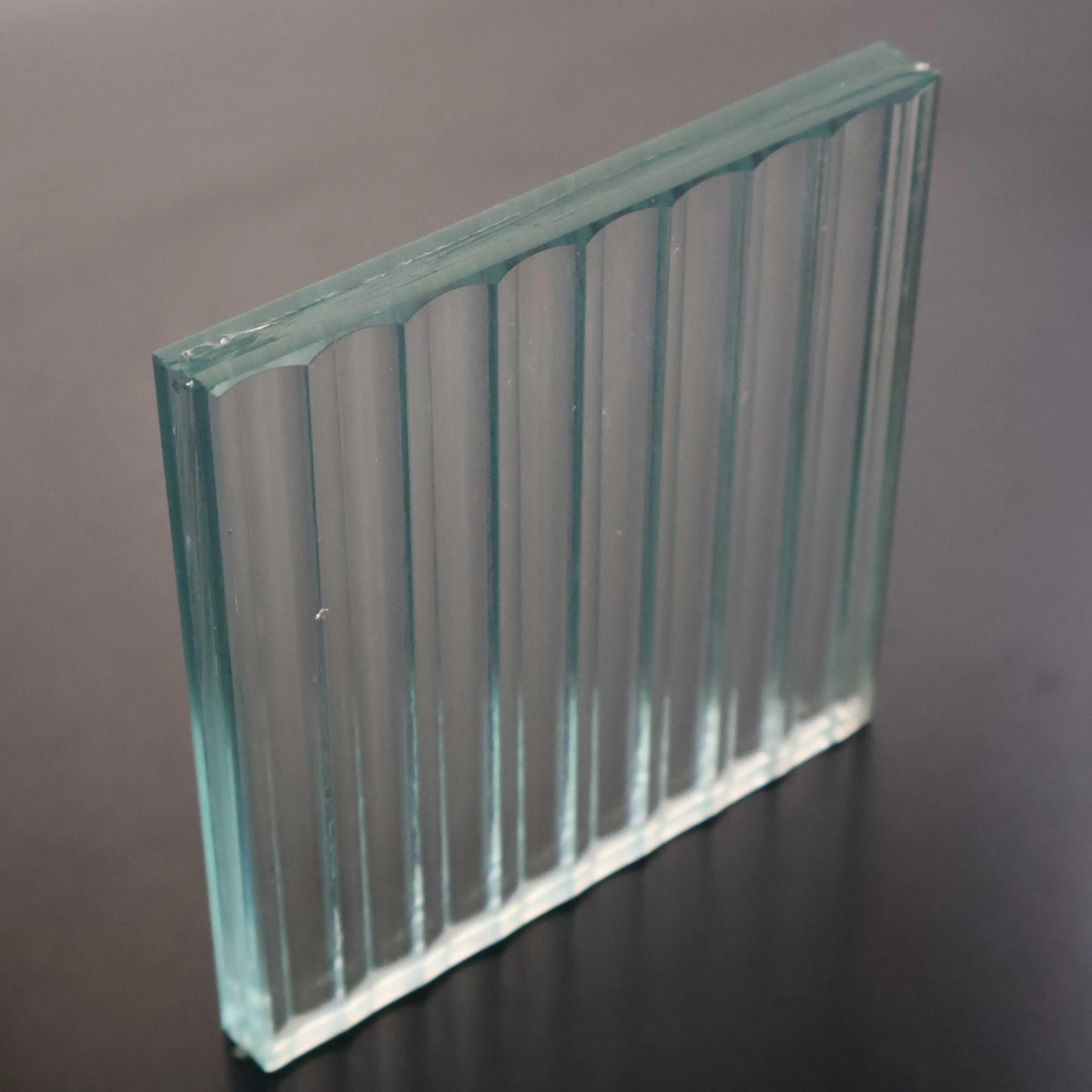 Decorative partition window door clear fluted reeded texture pattern tempered laminated glass