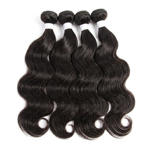100% Virgin Remy Human Hair <b>Body</b> <b>Wave</b> Weaving Extensions Natural Color Soft Texture Afro/Curl Style Shedding-Free Tangle-Free - Product Image 1