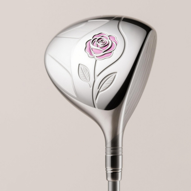 Personalized Silver with Pink Rose Golf Driver Custom Logo Option Premium Golf Club for Women