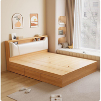 Tatami Hochbett mit Stauraum und Schubladen, Modernes Einzel- oder Doppelbett für Apartments und Ferienwohnungen