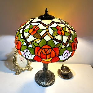 LongHuiJing 16 Inch Stained Glass Rose Floral European Table Lamp LED Desk Lamp Flexible Simple AC - Product Image 4