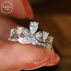 Aazuo Engagement Jewelry 18K Solid White Gold <b>Rings</b> Natural Diamonds Fashion <b>crown</b> <b>Ring</b> Gift For Woman's High-end Banquet Party - Product Image 1