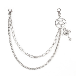 Punk Style Metal Waist Chain With Pentagram <b>Devil</b> Angel Cross Pendant For Party Fashion <b>Accessory</b> - Product Image 5