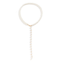 Collier long à chaîne de perles vintage, style européen-américain transfrontalier, simple, avec pampille en fausses perles, de niche