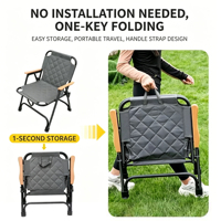 Chaise pliante d'extérieur rembourrée de luxe, chaise de camping portable, dossier haut, style Kermit, pour la pêche et le glamping