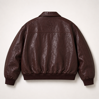 Veste Bomber Universitaire Personnalisée en Cuir Brodé, Couture Haute Densité, Veste Bomber de Luxe pour Hommes, Manteau OEM