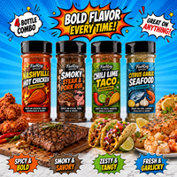 Ensemble d'assaisonnements quatre bouteilles OEM ODM, mélange d'épices personnalisé pour poulet, steak, tacos et fruits de mer