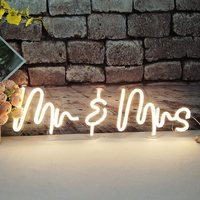 Letrero de Neón Personalizado de Mr and Mrs, Hecho a Mano, Feliz Cumpleaños, Letrero Acrílico LED de Felicidad Eterna para Interiores, Hogar, Bodas
