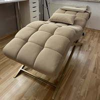 Nouveau Design Populaire Lit Facial Vert Courbé Moderne pour Soins des Cils et du Visage pour Salons de Beauté