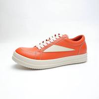Baskets basses pour homme Rick en cuir véritable noir à lacets, chaussures plates décontractées à semelle épaisse et motif uni