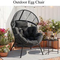 Chaise de patio surdimensionnée en rotin à prix abordable, chaise œuf bohème en rotin pour jardin et véranda