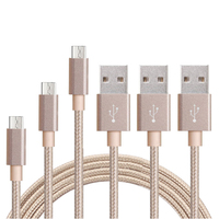 Câble de données Micro USB tressé en nylon 3ft 6ft 10ft Câble de charge rapide V8 pour chargeur de téléphone Android
