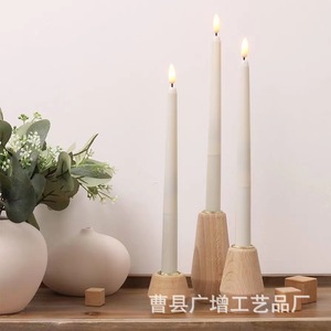 เชิงเทียนไม้เนื้อแข็งทรงกรวยเรียว ชุดสามชิ้น สำหรับตกแต่งบ้าน GZ 1024 - Product Image 3