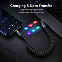 Câble Type-C rétractable A59 PD240W |   Câble de données USB-C pour téléphone et ordinateur portable, charge rapide 5A, cordon spiralé en nylon tressé à rotation 540°
