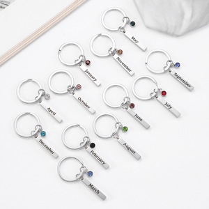 Portachiavi Personalizzato Ychon con Pietra Portafortuna del <span class=keywords><strong>Mese</strong></span> di Nascita, Gioiello in Acciaio Inossidabile, Ciondolo con Pietra Zodiacale, Regalo di Compleanno e Capodanno - Product Image 1