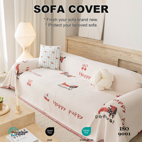 Housse de canapé en tissu texturé effet coco, motif chien teckel cerise, motif bouvreuil, motif wiener, motif poivre, motif jaune, motif sauteur, motif rebondissant, motif vif et joyeux