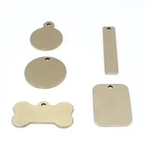 High Quality Customized Laser Print Logo Blank Brass Tags Various Shapes Solid Copper Pets Hang Tag Metal Logo Labels for Bags